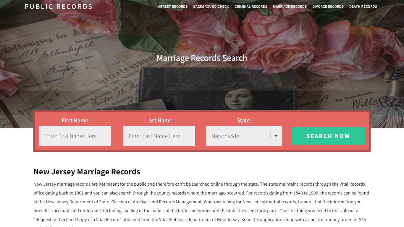 New Jersey Marriage Records | Enter Name and Search. 14Days Free